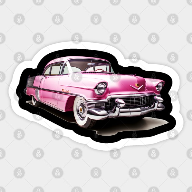 Vintage Pink Cadillac Classic Car in Pristine Condition Sticker by AIHRGDesign